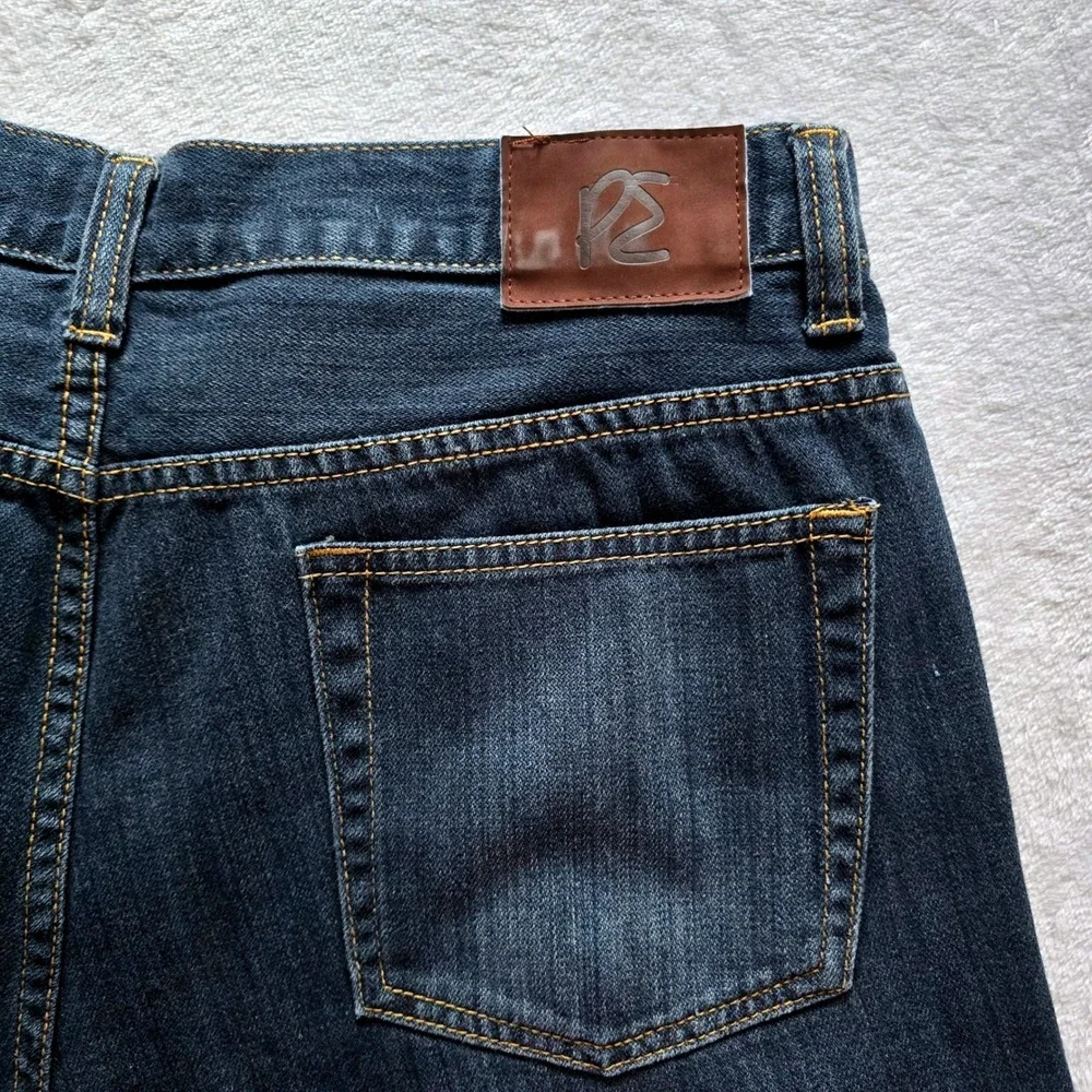 Perry Ellis Premium Denim Mens 36x32 Dark Wash Straight Leg Jeans 100% Cotton